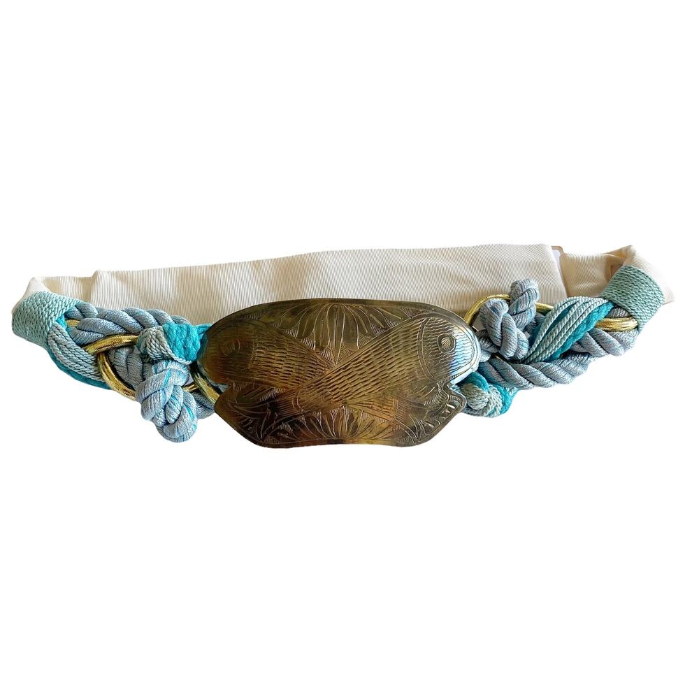 Vintage Carolyn Tanner Womens Atlanta Brass Buckle Rope Adjustable Waist Belt